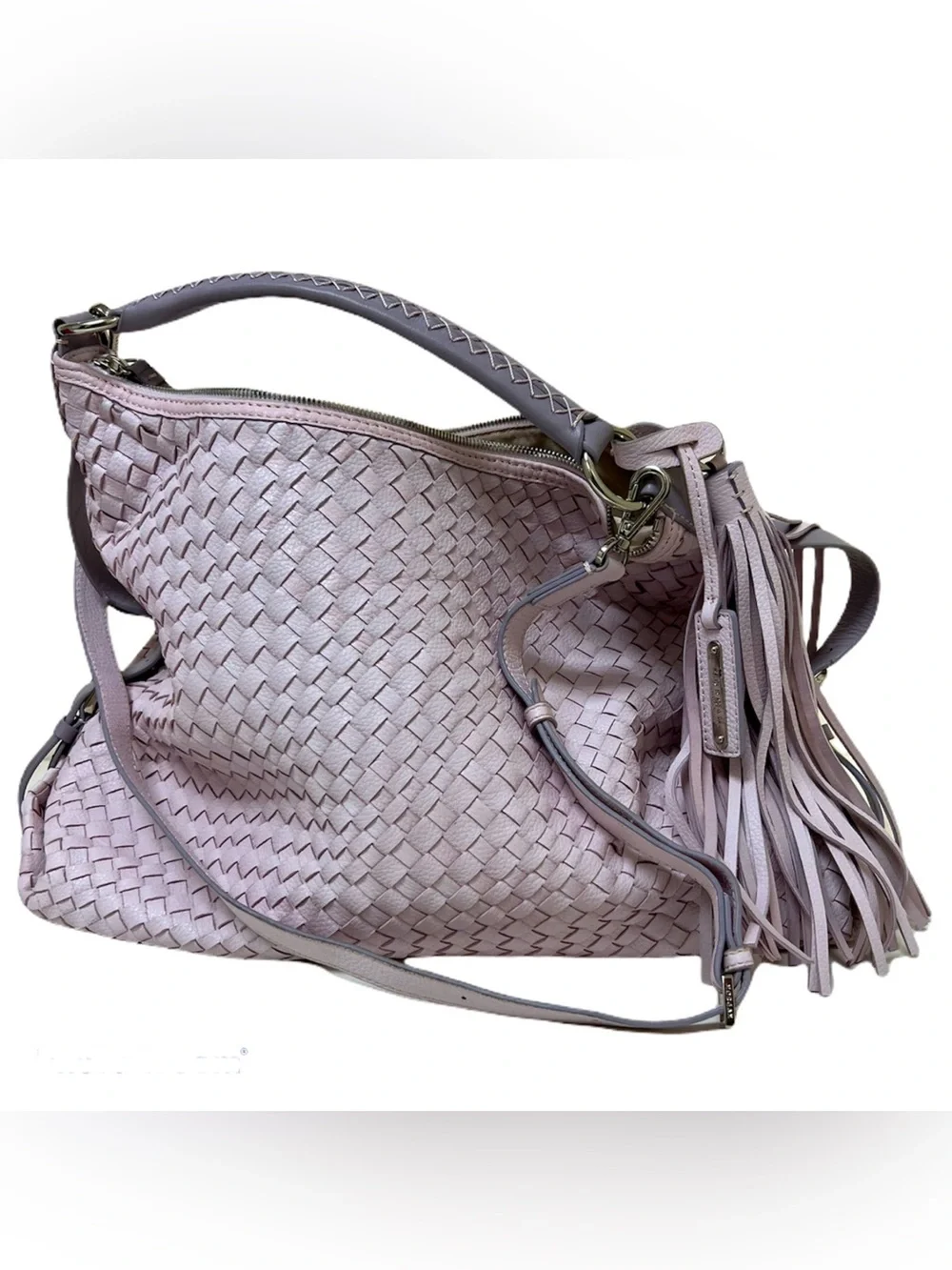 Anthropologie Morgan Woven Hobo Bag in Pale Lavender Braided Boho